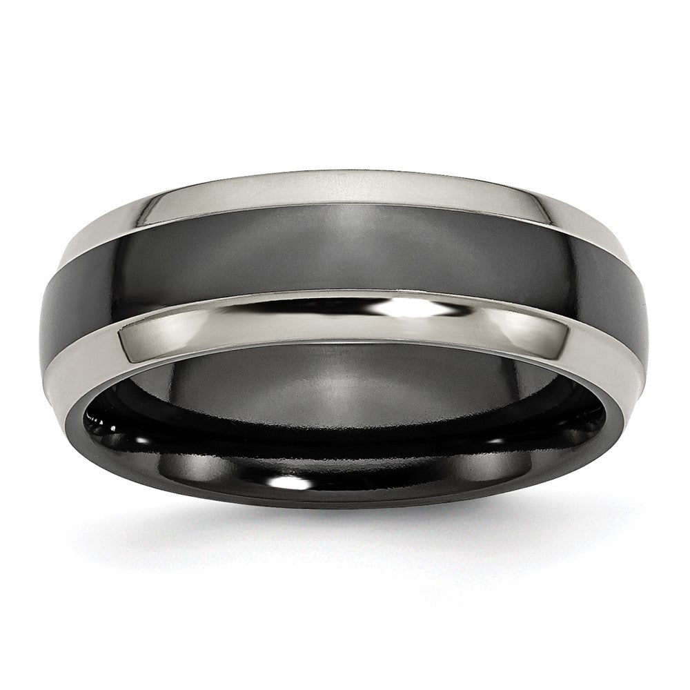 Chisel Titanium Grey and Black Ti Polished 7mm Band