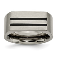 Load image into Gallery viewer, Chisel Titanium Brushed Black Enamel Stripes 10mm Band
