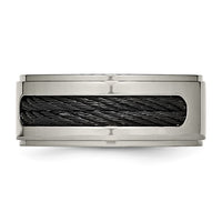 Load image into Gallery viewer, Chisel Titanium Polished Black IP-plated Cables 1/20 Carat Diamond 10mm Band
