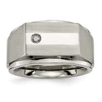Load image into Gallery viewer, Chisel Titanium Satin and Polished 1/20 Carat Diamond Signet Band
