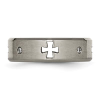 Load image into Gallery viewer, Chisel Titanium Brushed and Polished 1/20 Carat Diamond Cross Cut Out 7mm Band
