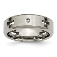 Load image into Gallery viewer, Chisel Titanium Brushed and Polished 1/20 Carat Diamond Cross Cut Out 7mm Band
