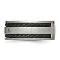 Load image into Gallery viewer, Chisel Titanium Brushed Black IP-plated Cable 1/20 Carat Diamond 10mm Band
