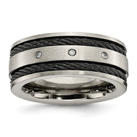 Load image into Gallery viewer, Chisel Titanium Brushed Black IP-plated Cable 1/20 Carat Diamond 10mm Band
