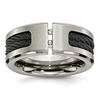 Load image into Gallery viewer, Chisel Titanium Brushed and Polished Black IP-plated Cable 1/20 Carat Diamond 10mm Band
