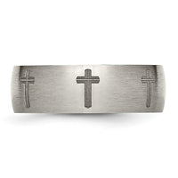 Load image into Gallery viewer, Chisel Titanium Brushed Cross Laser Design 8mm Band
