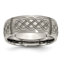 Load image into Gallery viewer, Chisel Titanium Brushed Celtic Laser Design 8mm Band
