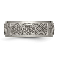 Load image into Gallery viewer, Chisel Titanium Brushed Celtic Cross Laser Design 8mm Band
