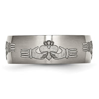 Load image into Gallery viewer, Chisel Titanium Brushed Claddagh Laser Design 8mm Band
