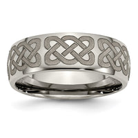 Load image into Gallery viewer, Chisel Titanium Polished Celtic Laser Design 8mm Band
