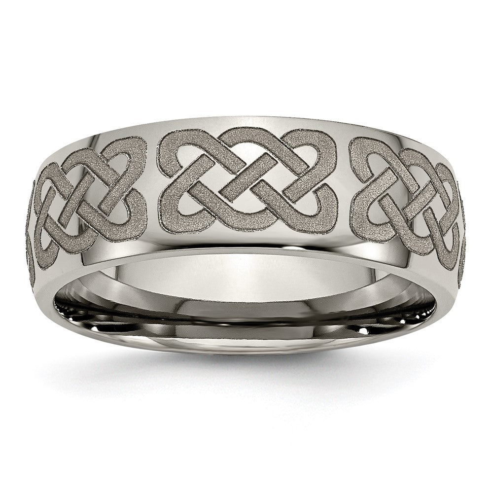 Chisel Titanium Polished Celtic Laser Design 8mm Band