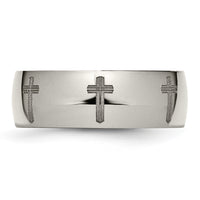 Load image into Gallery viewer, Chisel Titanium Polished Cross Laser Design 8mm Band
