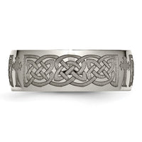 Load image into Gallery viewer, Chisel Titanium Polished Celtic Cross Laser Design 8mm Band

