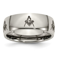 Load image into Gallery viewer, Chisel Titanium Polished Masonic Laser Design 8mm Band
