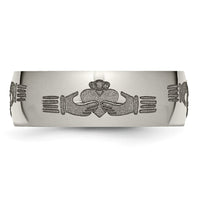 Load image into Gallery viewer, Chisel Titanium Polished Claddagh Laser Design 8mm Band

