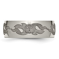 Load image into Gallery viewer, Chisel Titanium Polished Cross with Flames Laser Design 8mm Band
