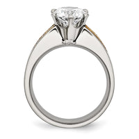 Load image into Gallery viewer, Chisel Titanium Polished with 14k Gold Inlay Accent CZ Ring
