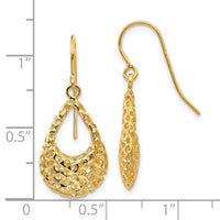 Load image into Gallery viewer, 10K Textured D/C Shepherd Hook Dangle Earrings
