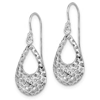 Load image into Gallery viewer, 10K White Gold Textured Shepherd Hook Dangle Earrings
