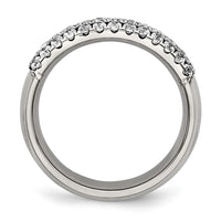 Load image into Gallery viewer, Chisel Titanium Polished Multi-row CZ 7mm Band
