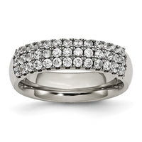 Load image into Gallery viewer, Chisel Titanium Polished Multi-row CZ 7mm Band
