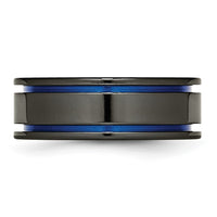 Load image into Gallery viewer, Chisel Titanium Black Ti Polished Blue Anodized 8mm Grooved Band
