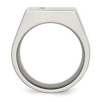 Load image into Gallery viewer, Chisel Titanium Polished CZ Signet Ring
