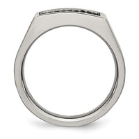 Load image into Gallery viewer, Chisel Titanium Brushed and Polished Black IP-plated CZ Signet Ring
