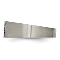 Load image into Gallery viewer, Chisel Titanium Brushed and Polished Black IP-plated CZ Signet Ring
