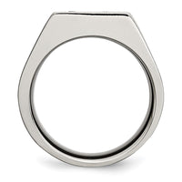 Load image into Gallery viewer, Chisel Titanium Brushed and Polished Black IP-plated CZ Signet Ring
