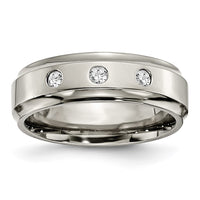 Load image into Gallery viewer, Chisel Titanium Polished 1/5 Carat Diamond Ridged Edge 7mm Band
