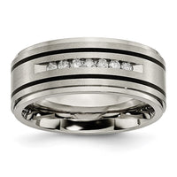 Load image into Gallery viewer, Chisel Titanium Brushed Polished and Enameled 1/4 Carat Diamond 9mm Band
