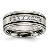 Load image into Gallery viewer, Chisel Titanium Brushed Polished and Enameled 1/2 Carat Diamond 9mm Band
