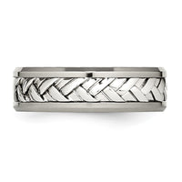 Load image into Gallery viewer, Chisel Titanium with Sterling Silver Inlay Polished 1pt. Diamond 7mm Band
