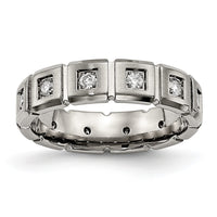 Load image into Gallery viewer, Chisel Titanium Brushed and Polished with CZ 5mm Grooved Band
