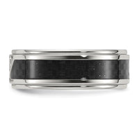 Load image into Gallery viewer, Chisel Titanium Polished with Black Carbon Fiber Inlay and CZ 8mm Band
