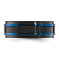 Load image into Gallery viewer, Chisel Titanium Brushed and Polished Black and Blue IP-plated 8mm Band
