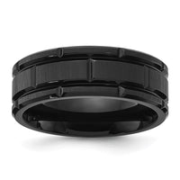 Load image into Gallery viewer, Chisel Titanium Brushed and Polished Black IP-plated Notched 8mm Band

