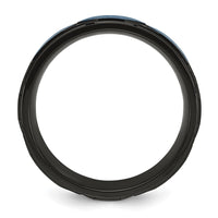 Load image into Gallery viewer, Chisel Titanium Brushed and Polished Black and Blue IP-plated 8mm Band
