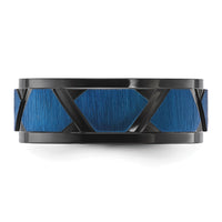 Load image into Gallery viewer, Chisel Titanium Brushed and Polished Black and Blue IP-plated 8mm Band
