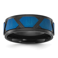 Load image into Gallery viewer, Chisel Titanium Brushed and Polished Black and Blue IP-plated 8mm Band
