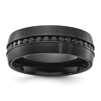 Load image into Gallery viewer, Chisel Titanium Brushed Black IP-plated with Black CZ 8mm Band
