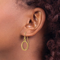Load image into Gallery viewer, 10K Polished and Textured Shepherd Hook Dangle Earrings
