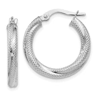 Load image into Gallery viewer, 10K White Gold Textured Hinged Hoop Earrings

