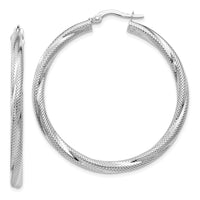 Load image into Gallery viewer, 10K White Gold Twisted Hinged Hoop Earrings
