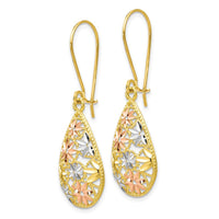 Load image into Gallery viewer, 10K w/White and Rose Rhodium D/C Dangle Earrings
