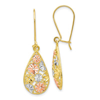 Load image into Gallery viewer, 10K w/White and Rose Rhodium D/C Dangle Earrings
