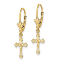 Load image into Gallery viewer, 14k Crucifix Leverback Earrings

