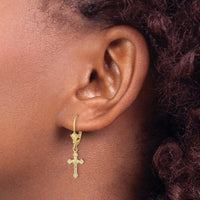 Load image into Gallery viewer, 14k Crucifix Leverback Earrings
