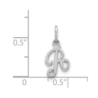 Load image into Gallery viewer, 14KW White Gold Casted Script Letter R Initial Charm
